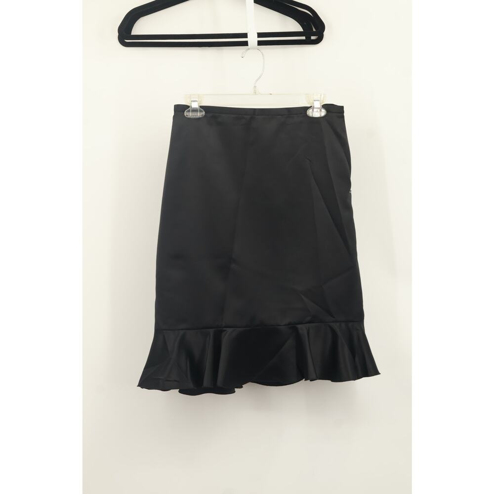 Js Collection Women's High Waist Mini Skirt Ruffle Hem Side Zip Size 6 Black